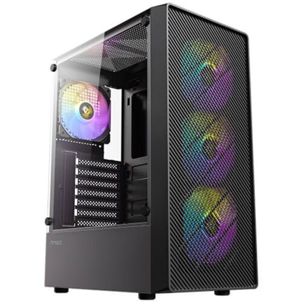 Antec AX26 RGB Elite Mid-Tower Gaming PC Case - Pre-Installed 4 x 120mm Fixed-RGB Fans, Tempered Glass Side Panel, High-Airflow Mesh Front - ATX/Micro-ATX/ITX