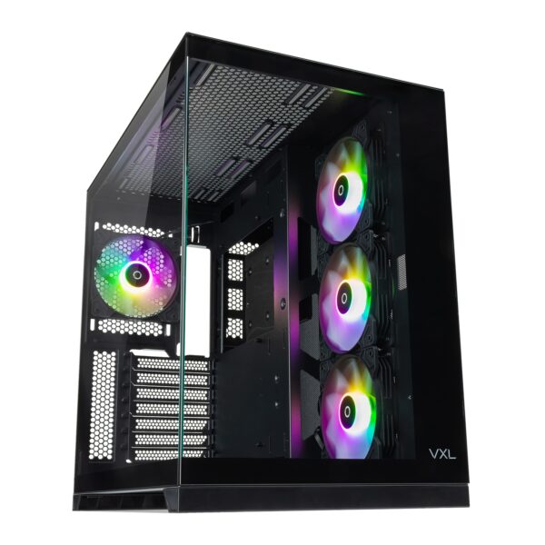 Tecware VXL EVO ARGB ATX Mid-Tower PC Case - Black, Dual-Chamber Design, 4 x 120mm ARGB Fans Pre-Installed, Infinity Glass Panels, ATX/mATX/ITX Support, High Airflow Gaming Chassis