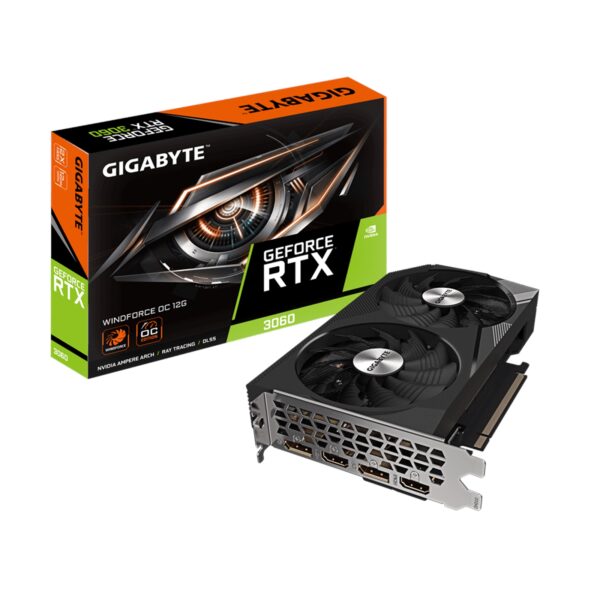 Gigabyte NVIDIA GeForce RTX 3060 WINDFORCE OC 12GB GDDR6 (rev. 2.0) Graphics Card, 3584 CUDA Cores, 1792 MHz Core Clock, Dual Fan, 2x DisplayPorts / 2x HDMI Ports