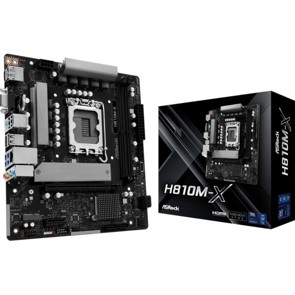 ASRock H810M-X Intel Socket 1851 Motherboard, 2 x DDR5 DIMM Slots, 1 x M.2 Socket (Key E), 1 x USB 3.2 Type-C, 2.5G LAN, 1 x HDMI Port/ 1 x Display Port