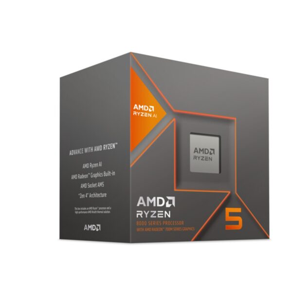 AMD Ryzen 5 8600G 4.35GHz 6 Core AM5 Processor, 12 Threads,4.3GHz up to  5.0GHz Boost, 22MB Cache, 65W, with Wraith Stealth Cooler, Radeon Graphics