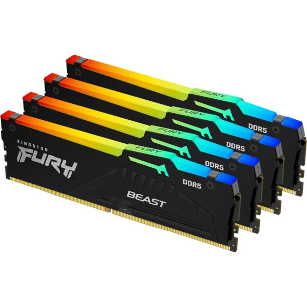 Kingston Fury Beast KF556C40BBAK4-128 128GB (32GB x4) DDR5, 5600MHz, CL40, DIMM, RGB, System Memory