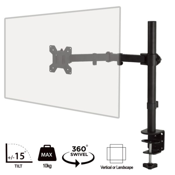 piXL Desk-Mounted Fully-Adjustable Single Monitor Arm for Screens up to 32 inch with VESA Mount & Built-In Cable Management