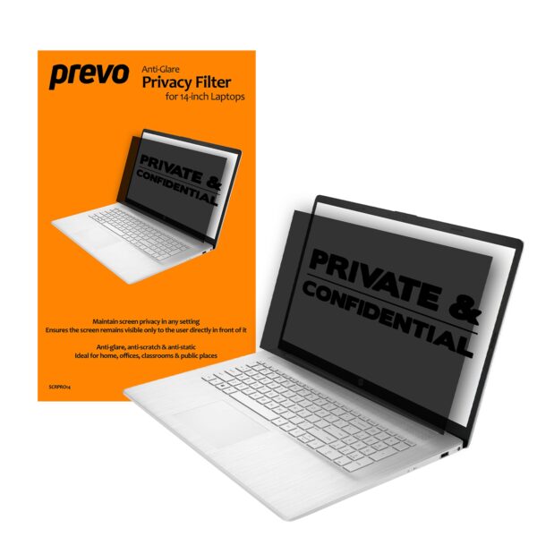 prevo 14-Inch Laptop Privacy Screen/ Privacy Filter, Anti-Glare, Anti-Peep, Anti-Static, Blackout