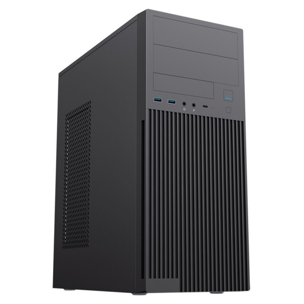 CiT Academy Mid-Tower Office PC Case With USB Type C and 80mm Rear Black Fan and 500W Power Supply Included