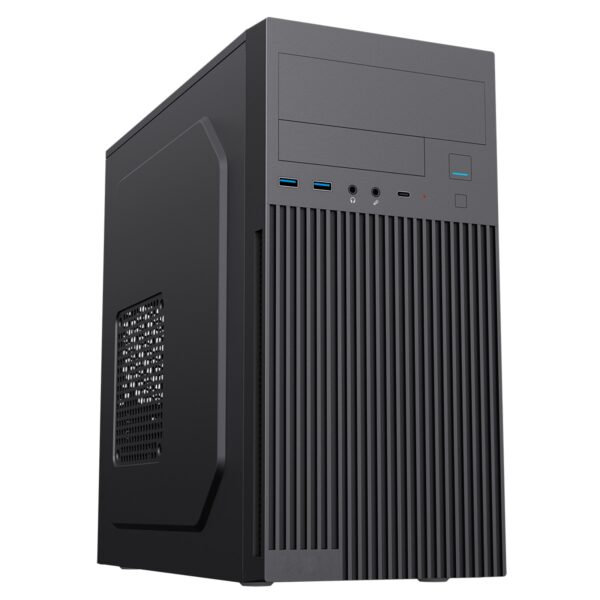 CiT Mentor Micro-ATX Office PC Case With USB Type C and 80mm Rear Black Fan Included