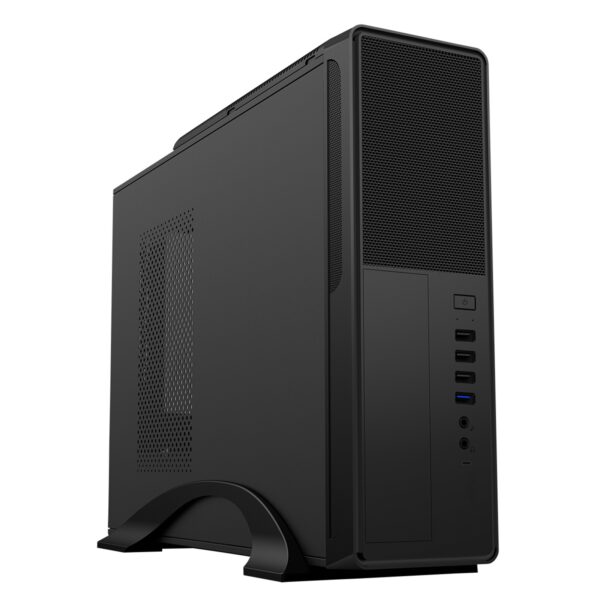 CiT S014C Black Slim Micro ATX/ITX Desktop Case with 300W Power Supply, USB 2.0, USB 3.0 Type-A & Type-C Ports
