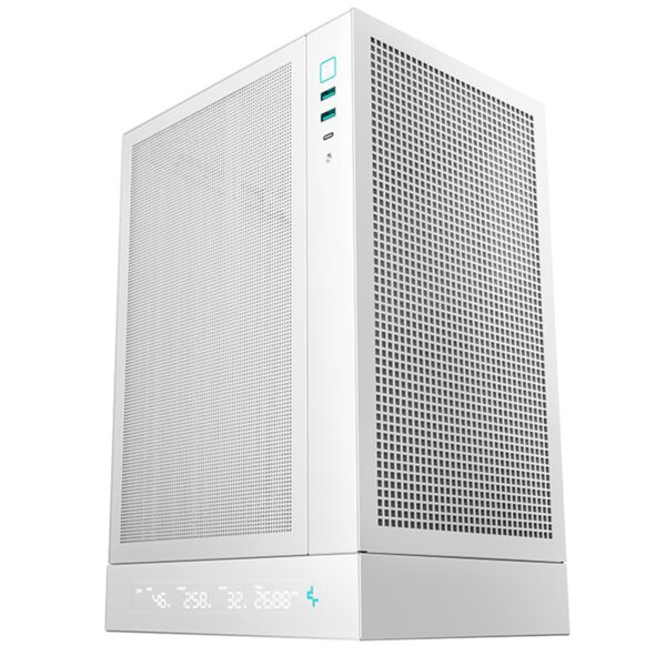 Deepcool CH170 Digital White Mini-ITX Case - High Airflow, Supports Water Cooling, Ultra-Quiet Operation, Compact Design for Efficient Space Management