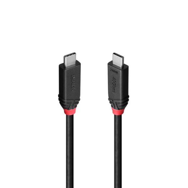 Lindy Black Line 37002 2m USB4 240W Cable, 24 pin USB-C (M) to 24 pin USB-C (M)