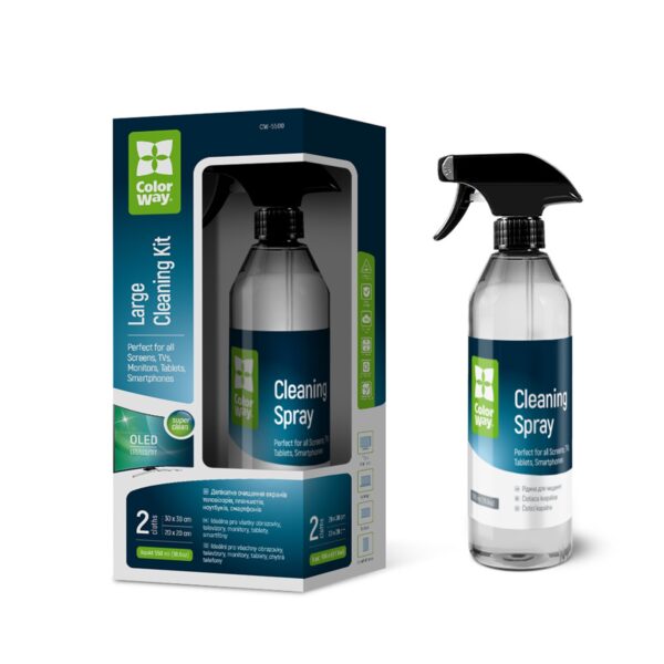 ColorWay Large Electronics Kit Includes 550ml Cleaning Liquid,  1 x Microfiber Cloth & 1 x Glass Cloth