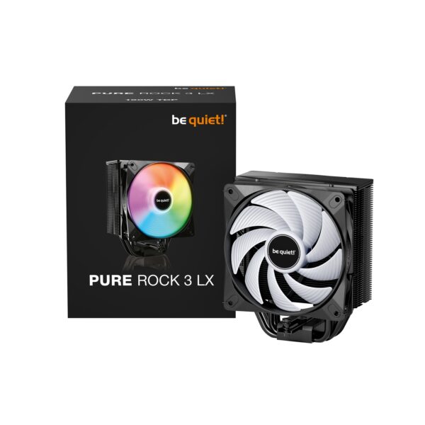 be quiet! Pure Rock 3 LX CPU Cooler, Universal Socket, Pure Wings 3 PWM Fan, 2000RPM, only 31.2dB(A) at maximum fan speed, 190W TDP, 3-year manufacturer's warranty
