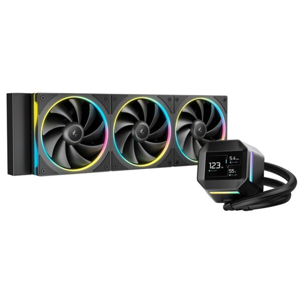 DeepCool LM360 Liquid CPU Cooler with 2.4 IPS Display, 360mm AIO, Triple 120mm ARGB Fans, Anti-Leak Technology, PWM Pump, Intel LGA 1851/1700 & AMD AM5 Compatible, Black