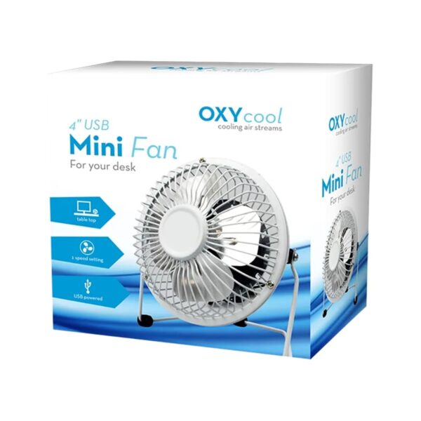 4 USB Mini Desk Fan, Portable, Single-Speed, Adjustable Tilt, Compact Tabletop Fan for Office, Home & Laptop Use (White)