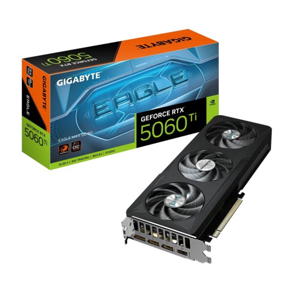 Gigabyte NVIDIA GeForce RTX 5060 Ti EAGLE MAX OC 8GB GDDR7 Graphics Card, 4608 CUDA Cores, 2617 MHz Core Clock, Triple Fan, 3x DisplayPorts / 1x HDMI Ports