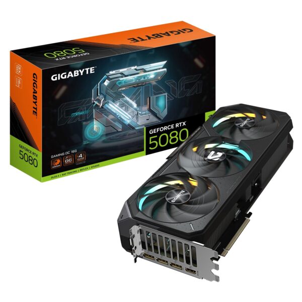 Gigabyte NVIDIA GeForce RTX 5080 GAMING OC 16GB GDDR7 Graphics Card, 10752 CUDA Cores, 2730 MHz Core Clock, Triple Fan, RGB, 3x DisplayPorts / 1x HDMI Port
