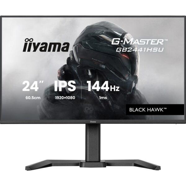 iiyama G-Master Black Hawk gaming monitor GB2441HSU-B1 24-Inch Black, IPS, Height Adjustable, Ultra Slim Bezel, Full HD, 144Hz, 1ms, FreeSync, HDMI, Display Port, USB Hub