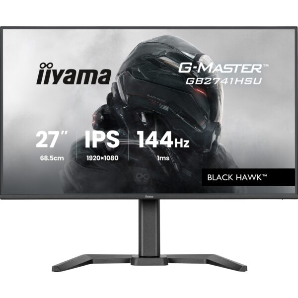 iiyama G-Master Black Hawk gaming monitor GB2741HSU-B1 27 Black, Height Adjustable, IPS, Ultra Slim Bezel, Full HD, 144Hz, 1ms, FreeSync, HDMI, Display Port, USB Hub