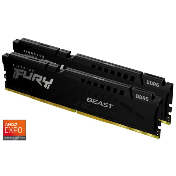 Kingston FURY Beast KF556C36BBEK2-32 32GB (2x 16GB) DIMM System Memory, 5600MHz, DDR5, CL36, Black, Intel XMP, AMD EXPO