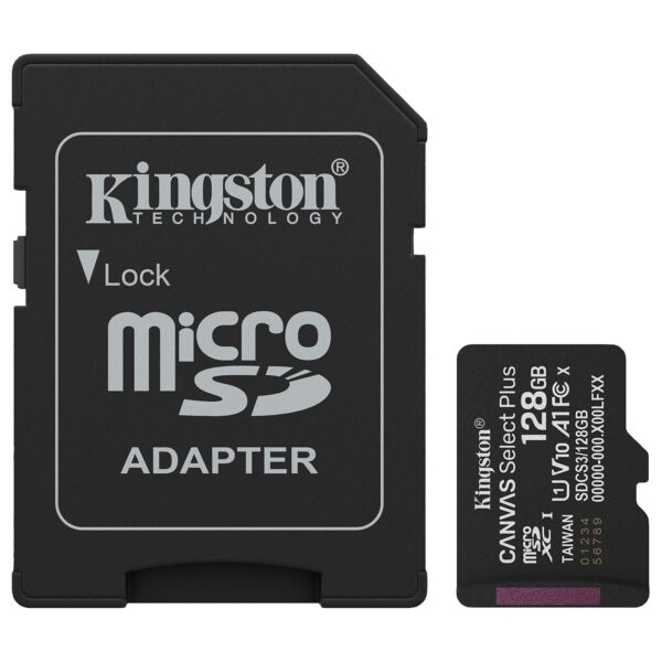 Kingston Canvas Select 128GB Micro SD UHS-I Flash Card with Adapter