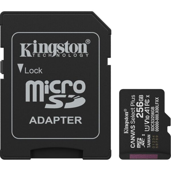 Kingston Canvas Select Plus 256GB Micro SD  Claad 10 UHS-I Flash Card, Lifetime Warranty